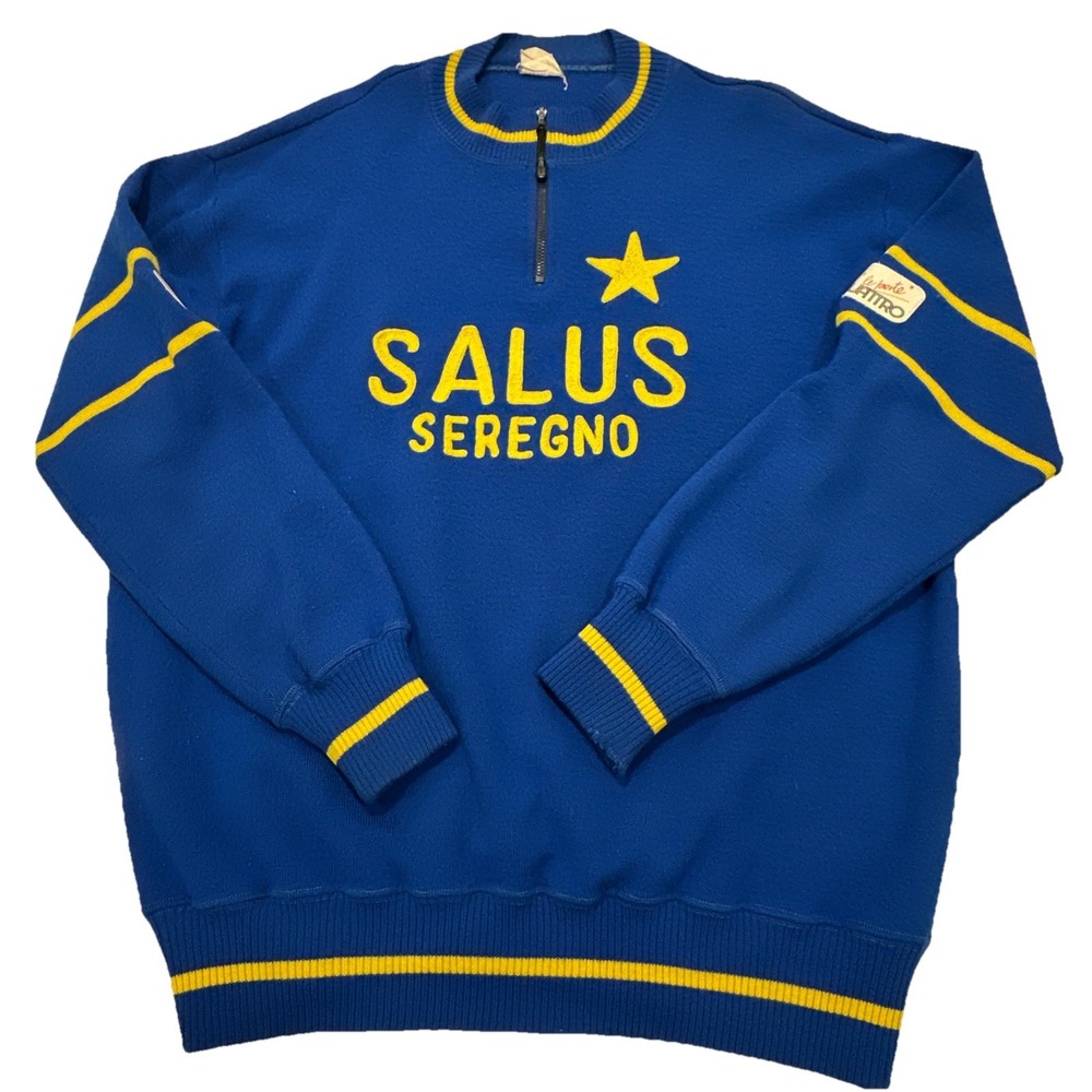 Rare Vintage Italian Cycling Sweater Salus Seregno Wool Jersey 70s retro racing